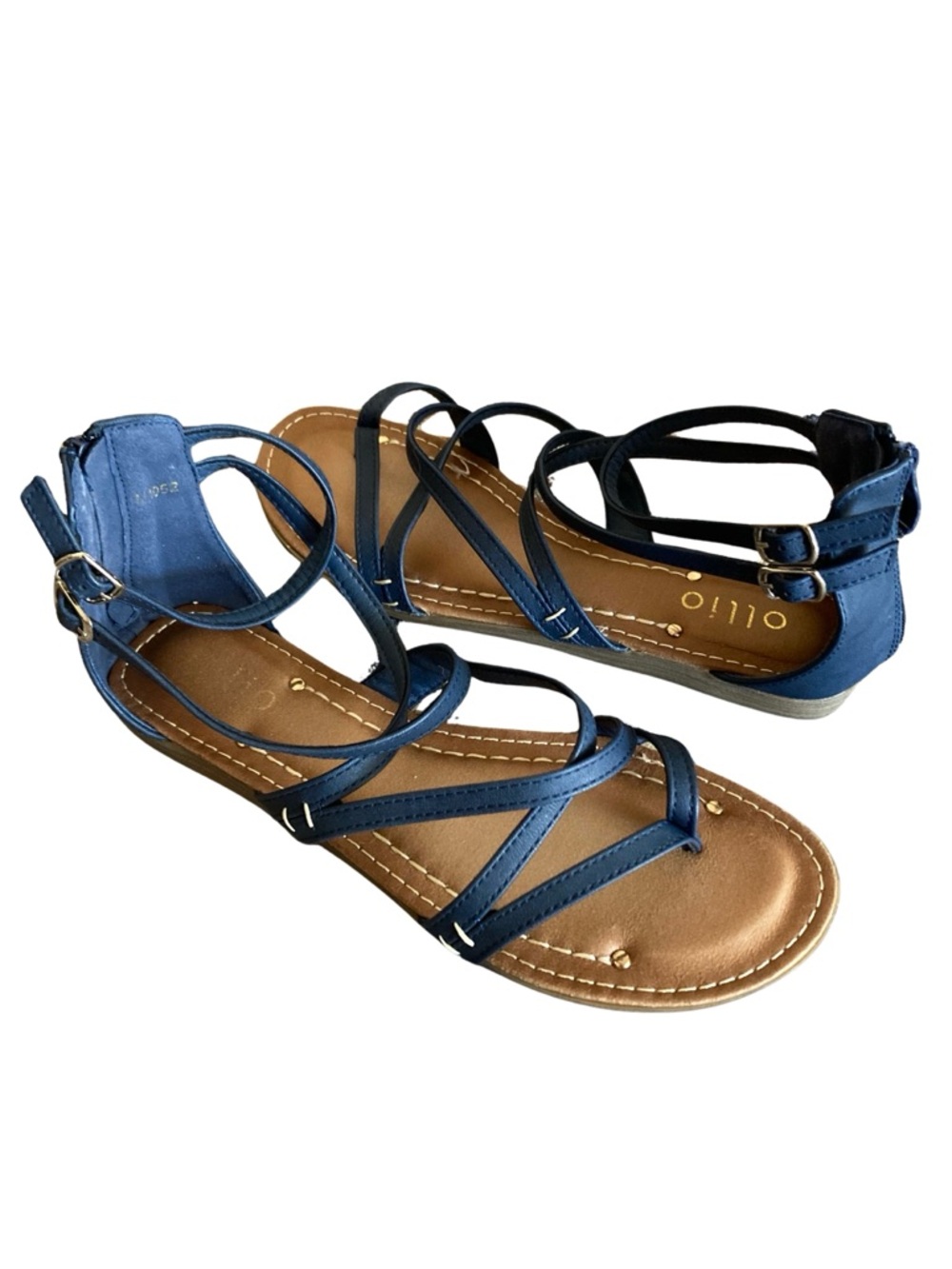 NWOT Ollio Navy Blue Strappy Sandals Size 9